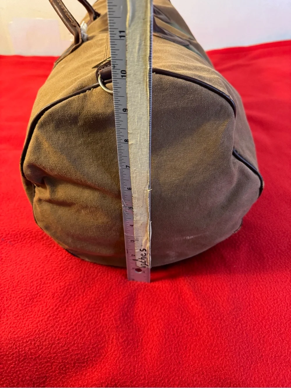 Large Vintage 80s LL Bean Duffle Bag Canvas Leather Trim Sawtooth Made in USA